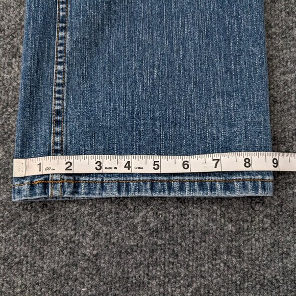 LL BEAN Jeans Women's 14 Reg Blue Straight Leg Y2K Light Fade Accent Zip Pockets - Picture 13 of 13